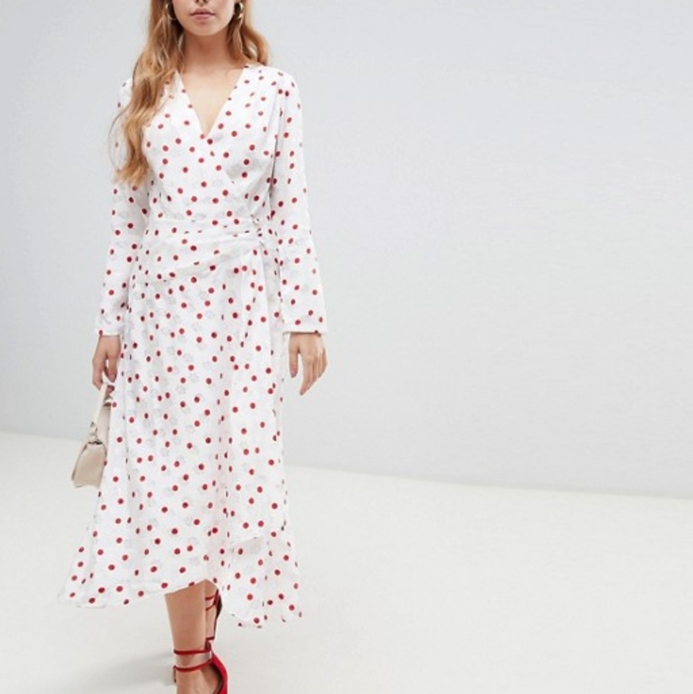ASOS Jacquard Wrap Front Midi Dress